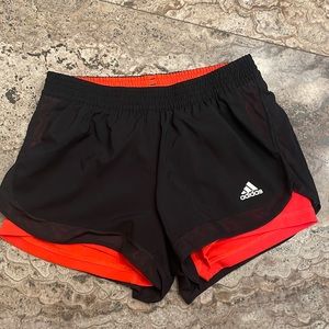 EUC Adidas Black/Orange Athletic Shorts - Size S